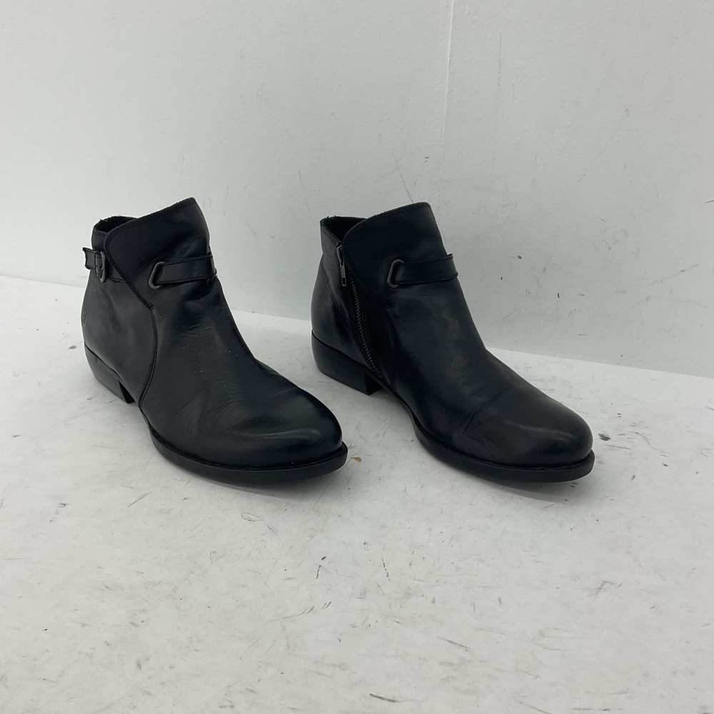 Born Women's Black Leather Biker Ankle Boots Size 10